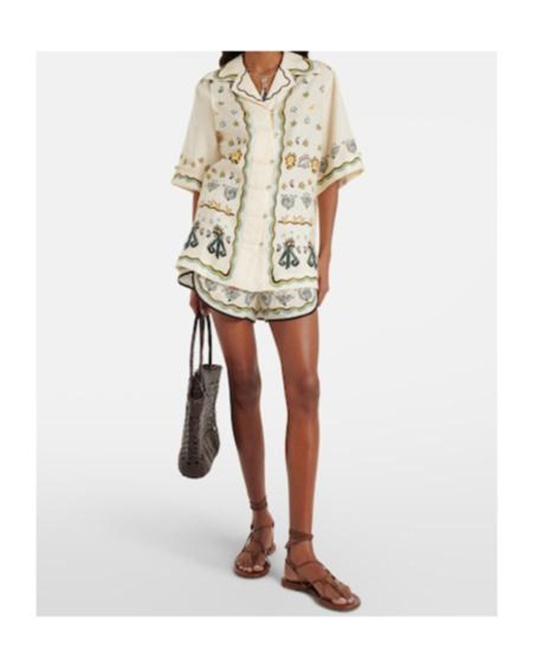 ALÉMAIS Metallic Antoinette Printed Linen Shirt