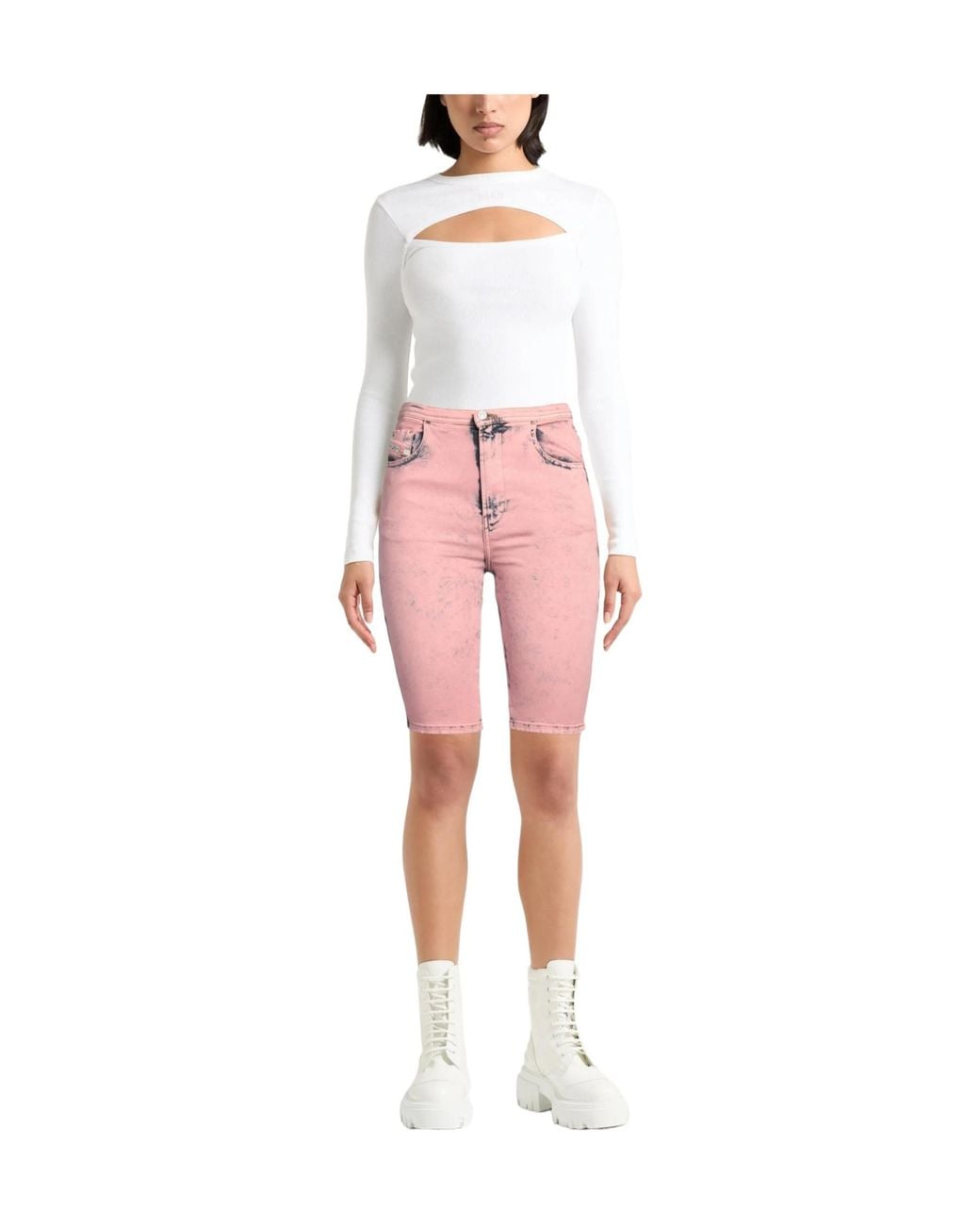 DIESEL Pink Plain Colour Denim Shorts