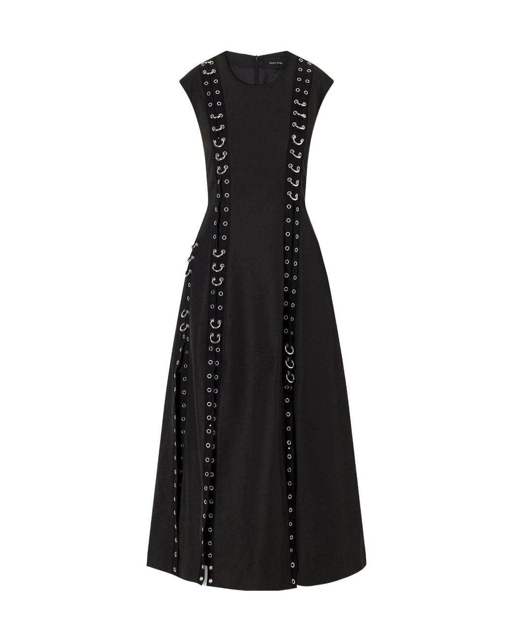 Simone Rocha Black Embellished Twill Midi Dress