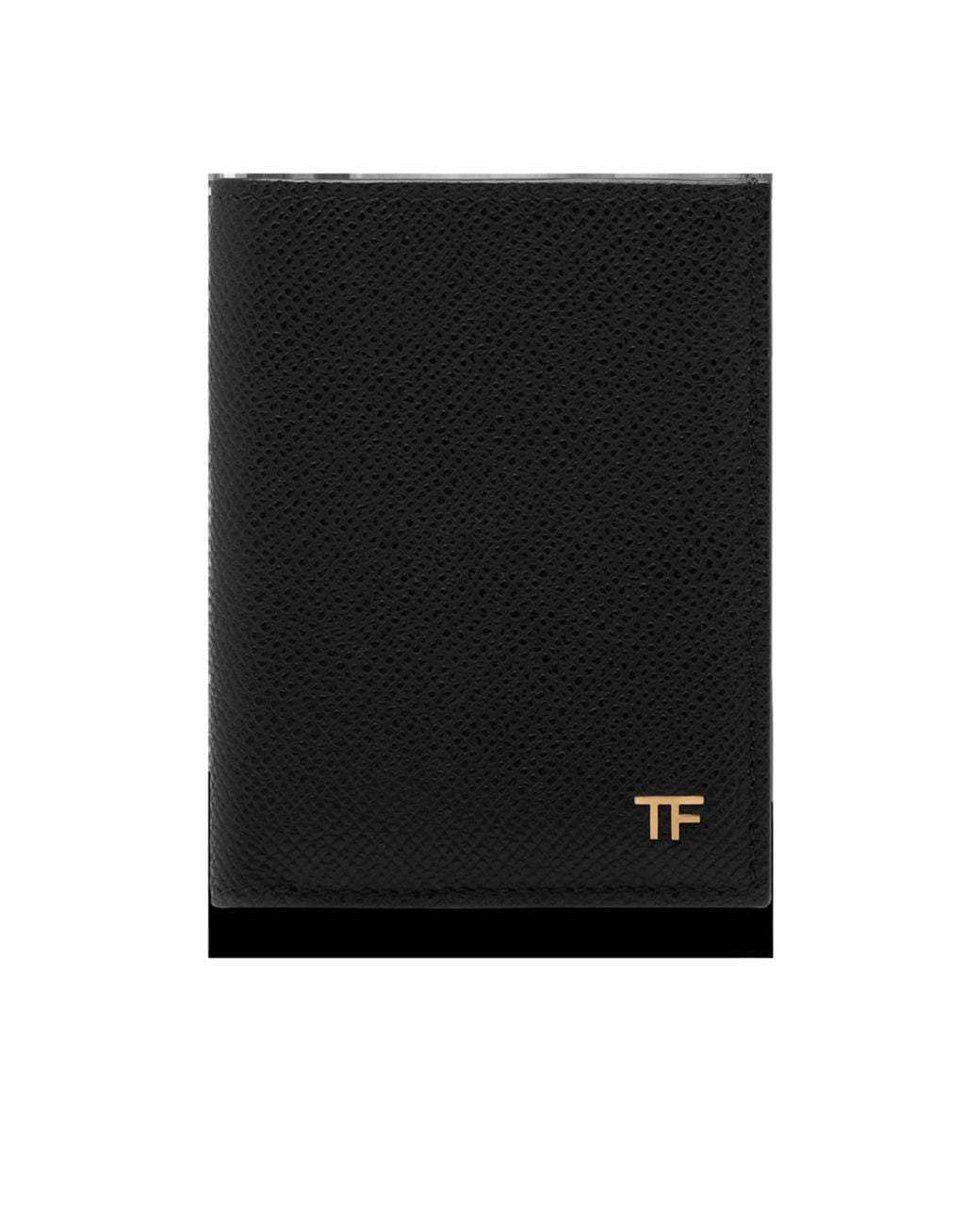 Tom Ford Black Textured Bi-Fold Card Holder for men