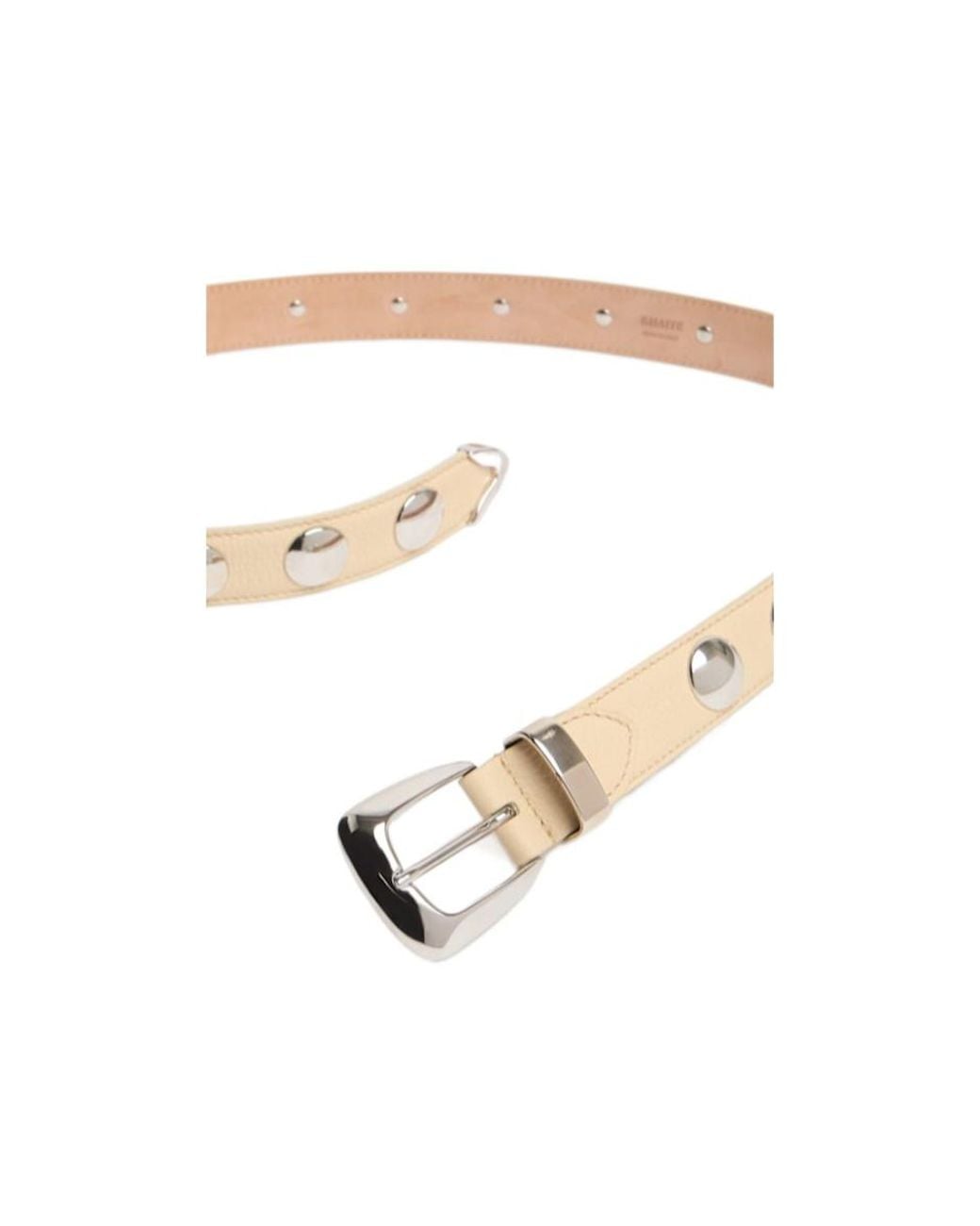 Khaite White 3Cm Benny Studded Leather Belt
