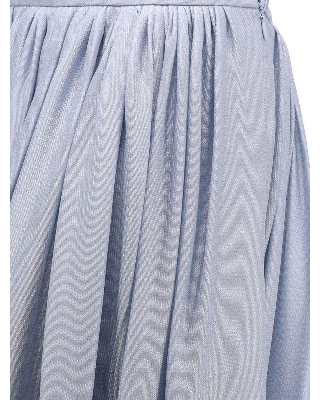 Giorgio Armani Blue Ruched Satin Maxi Skirt