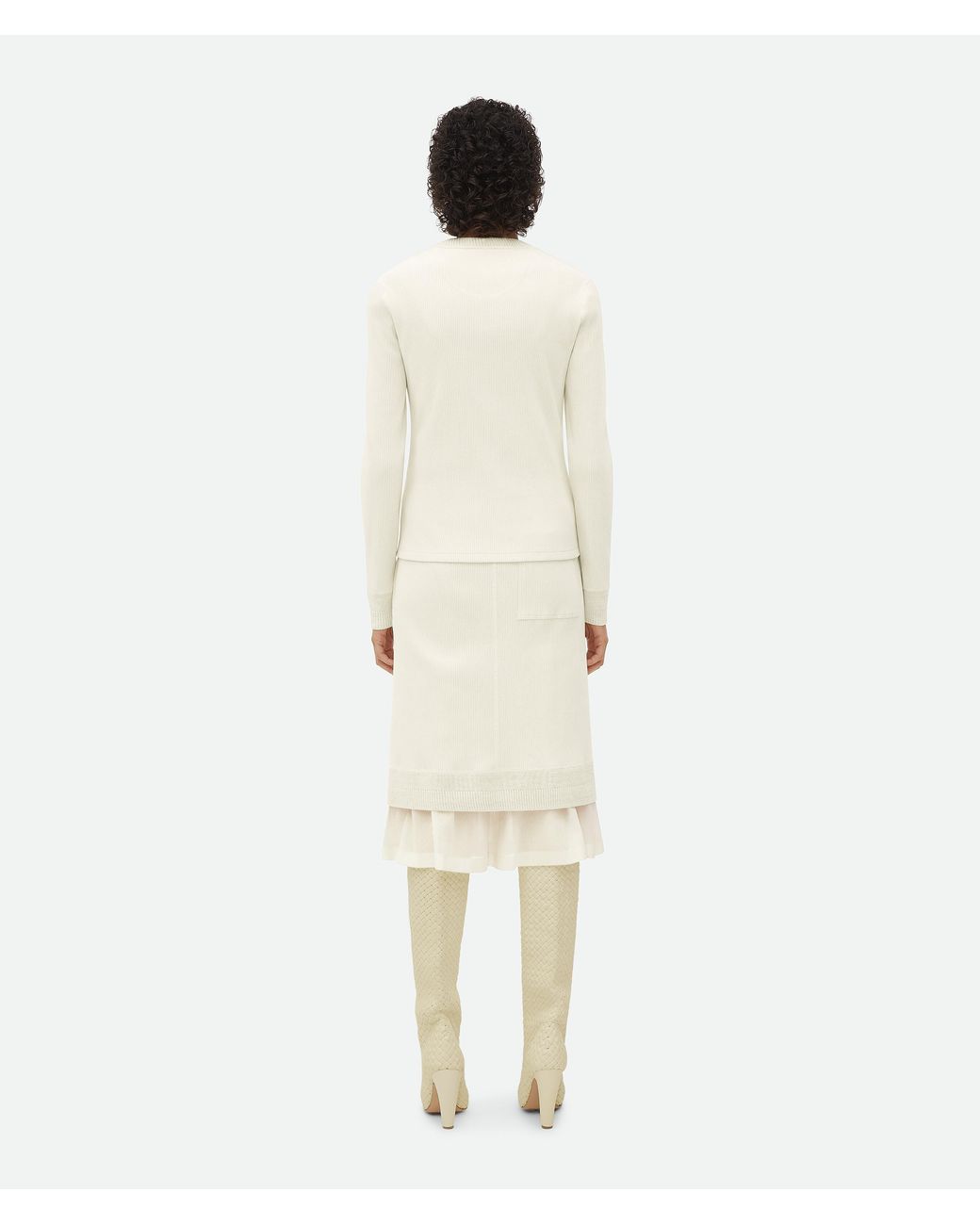 Bottega Veneta White Compact Ribbed-Knit Top