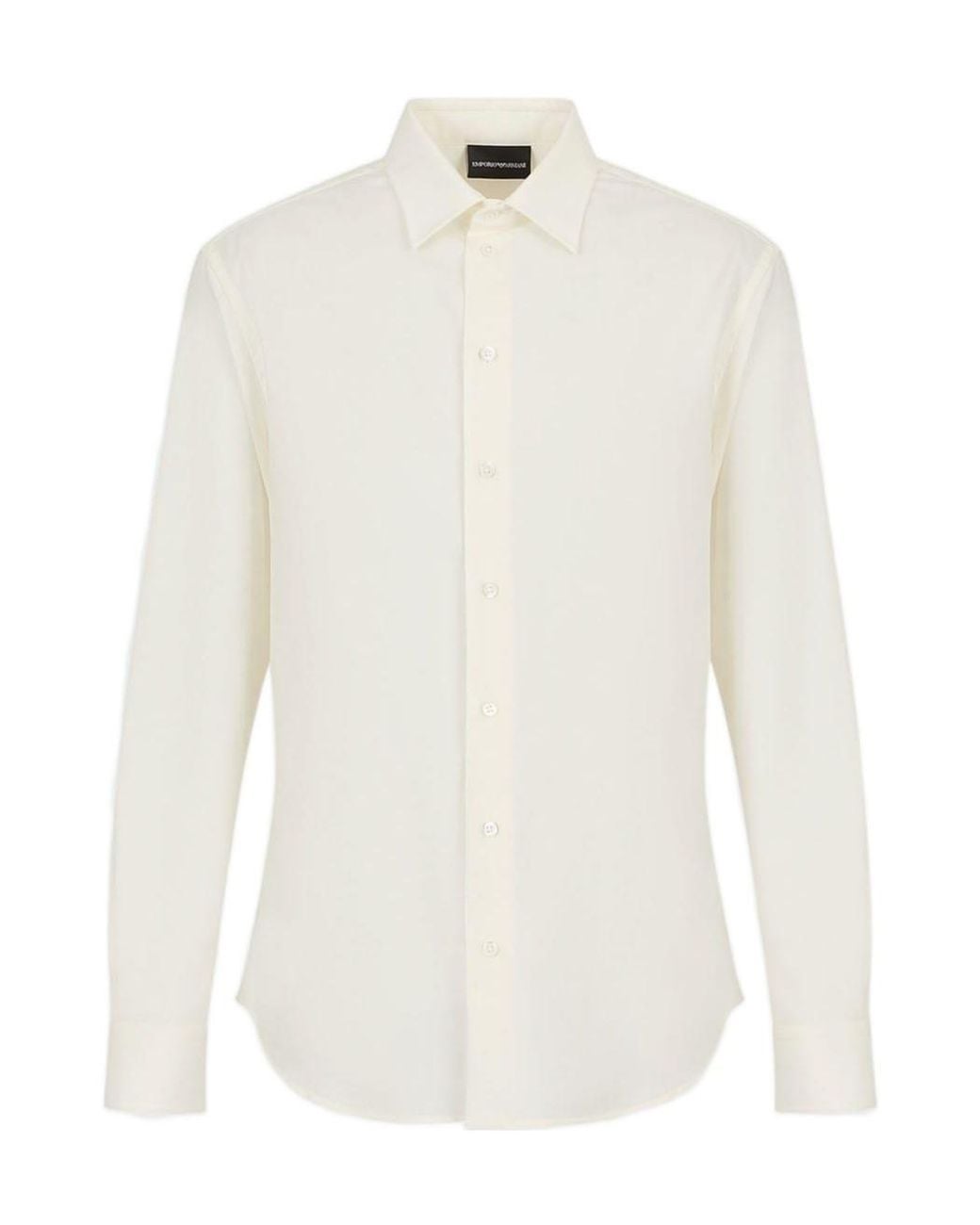Emporio Armani White Pointcollar Longsleeve Shirt for men