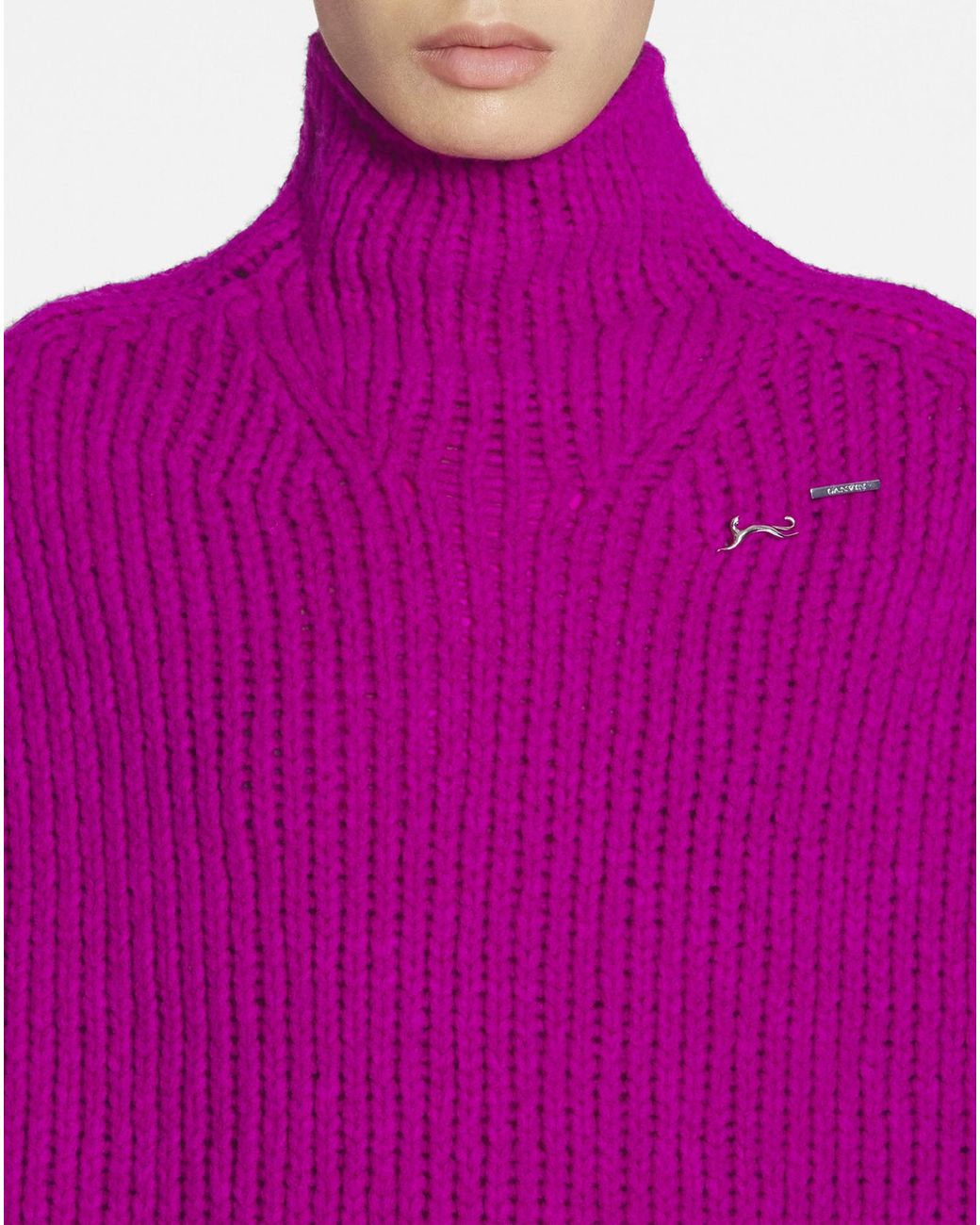Lanvin Pink Logo-Plaque Knitted Jumper
