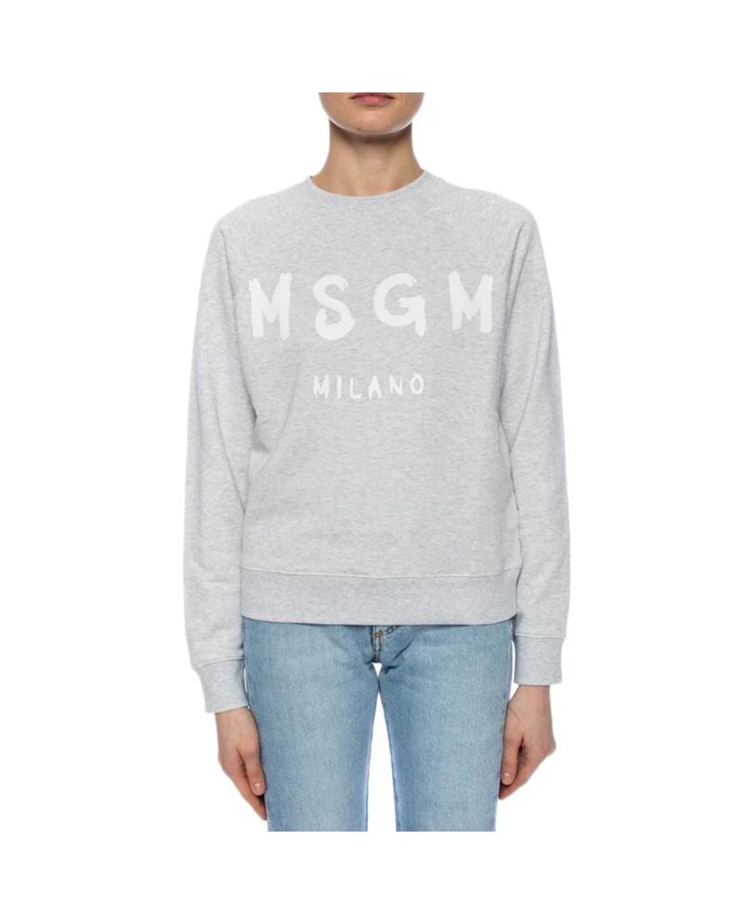 MSGM Gray Round-Necked Sweater