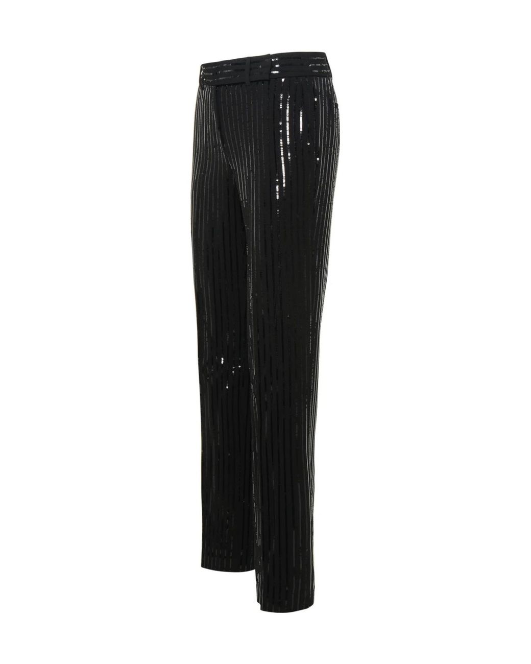 MICHAEL Michael Kors Black Pinstripe Sequined Straight-Leg Pants