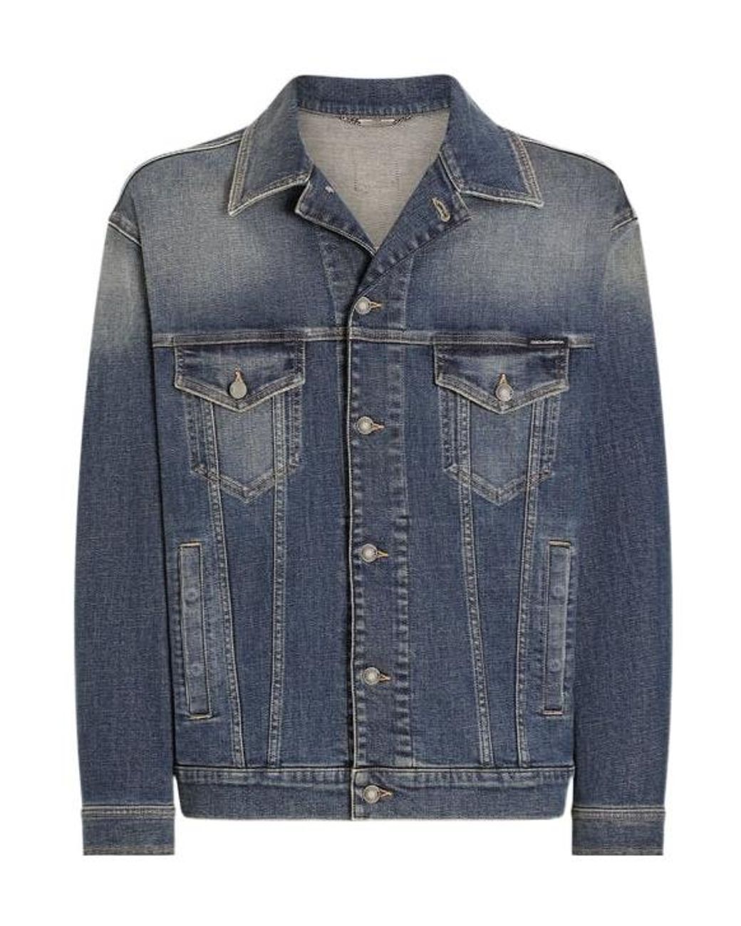 Dolce & Gabbana Blue Collared Button-Up Denim Jacket for men