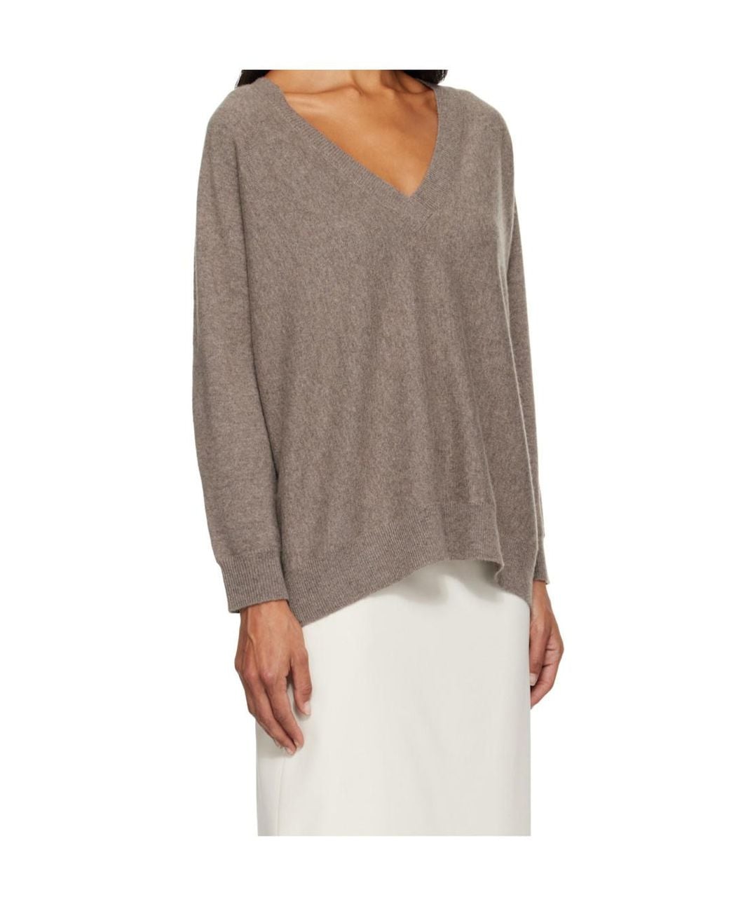 Lisa Yang Gray V-Neck Cashmere Sweater