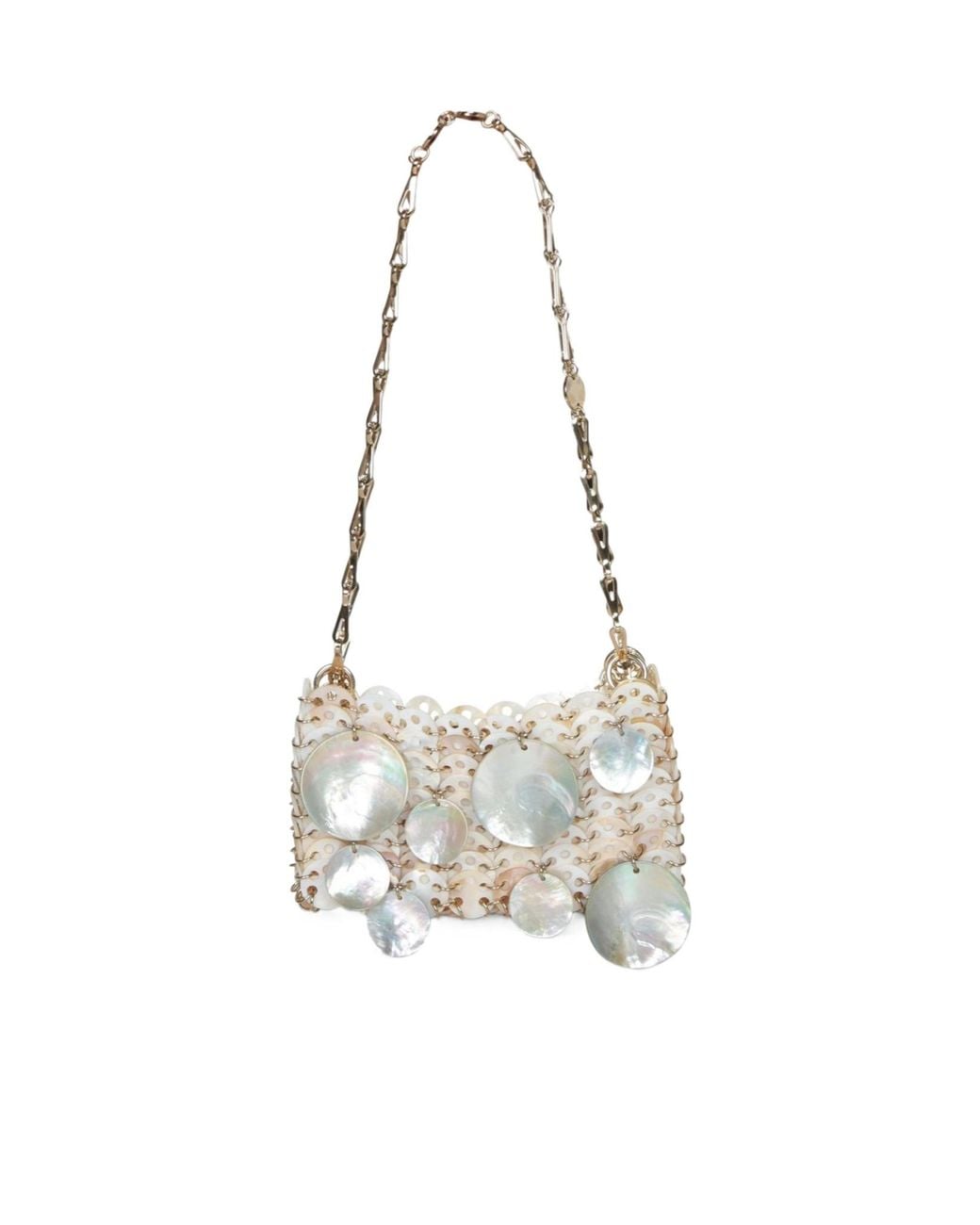 Rabanne White 1969 Shell Discs Nano Bag