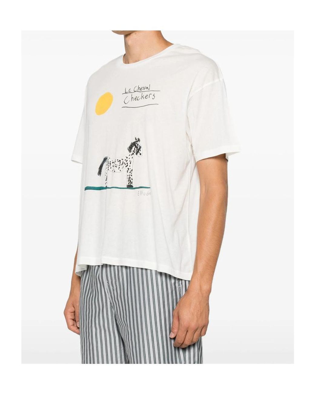 Bode White Cheval Graphic-Print T-Shirt for men
