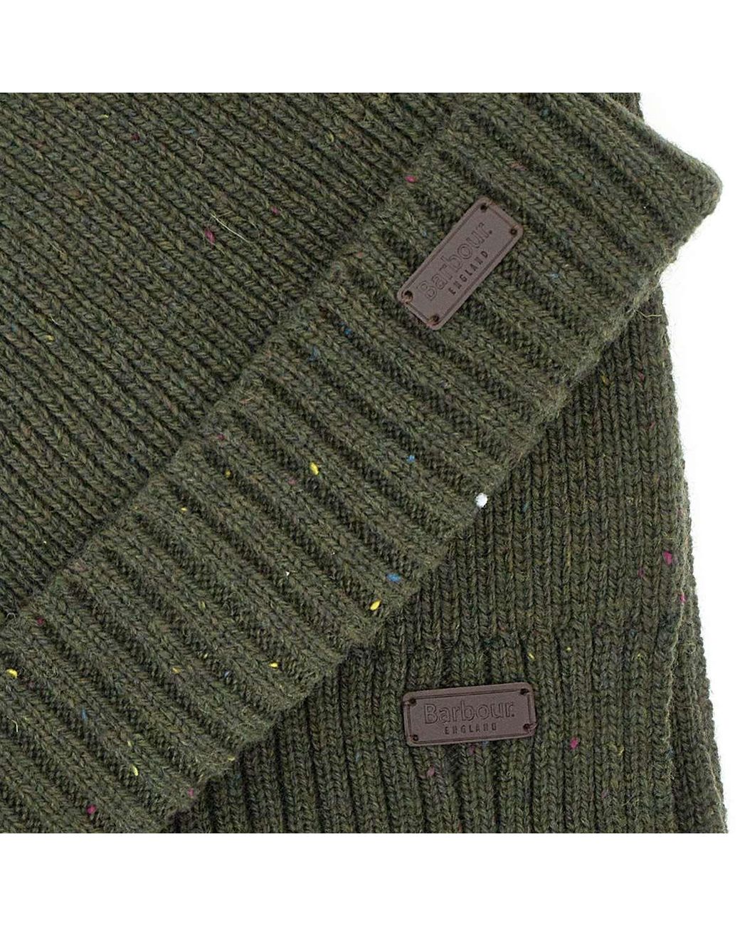 Barbour Green Carlton Beanie And Scarf Set for men