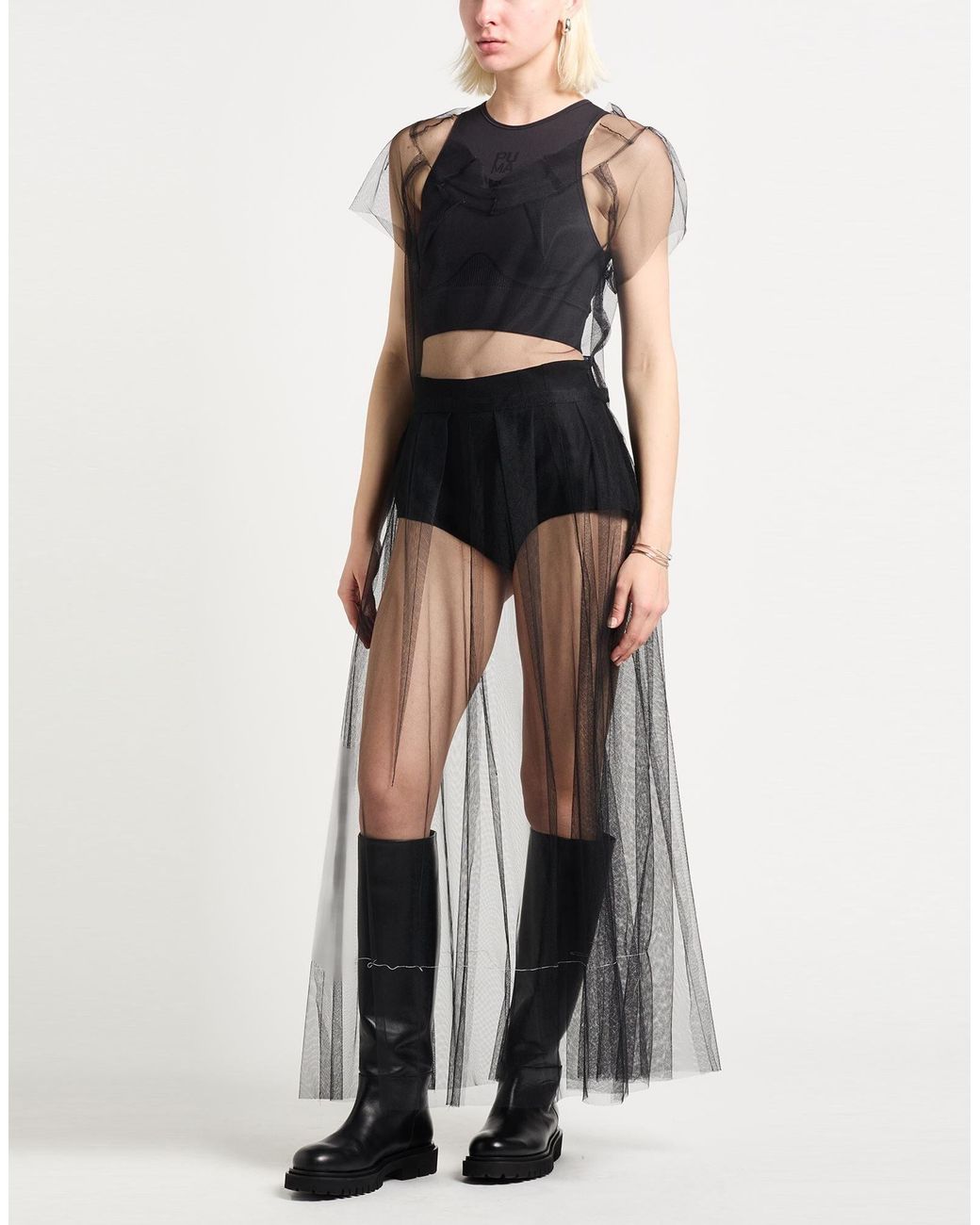 Maison Margiela Gray Pleated Short-Sleeve Dress