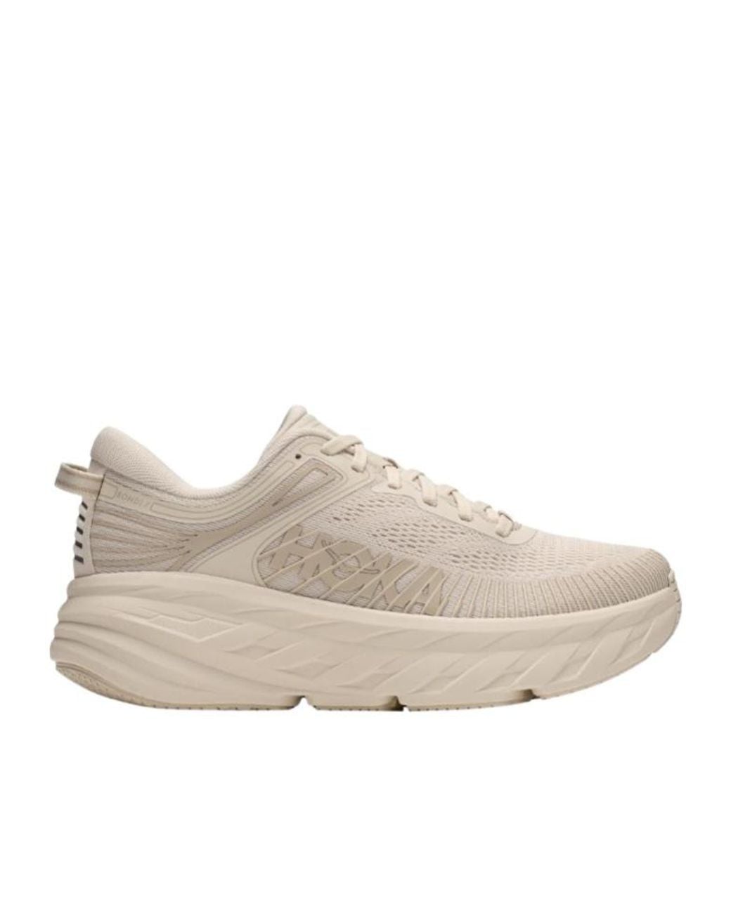 Hoka One One Gray Bondi 7 Panelled Low-Top Sneakers