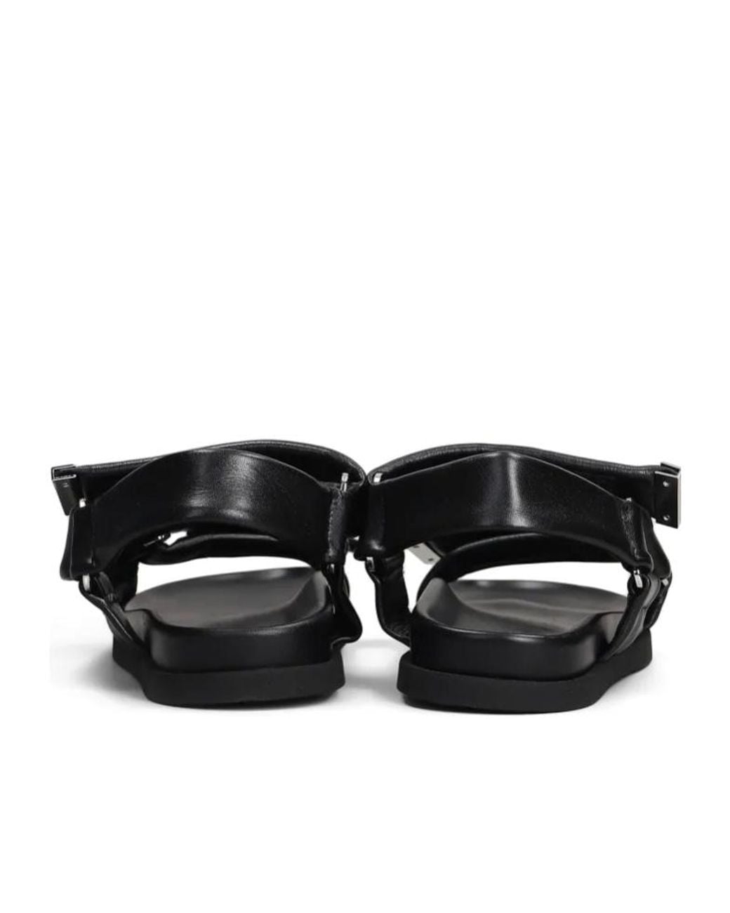 The Attico Black Salinas Leather Flat Sandals