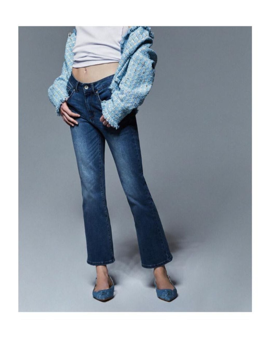 Liu Jo Blue Cropped Flared Jeans