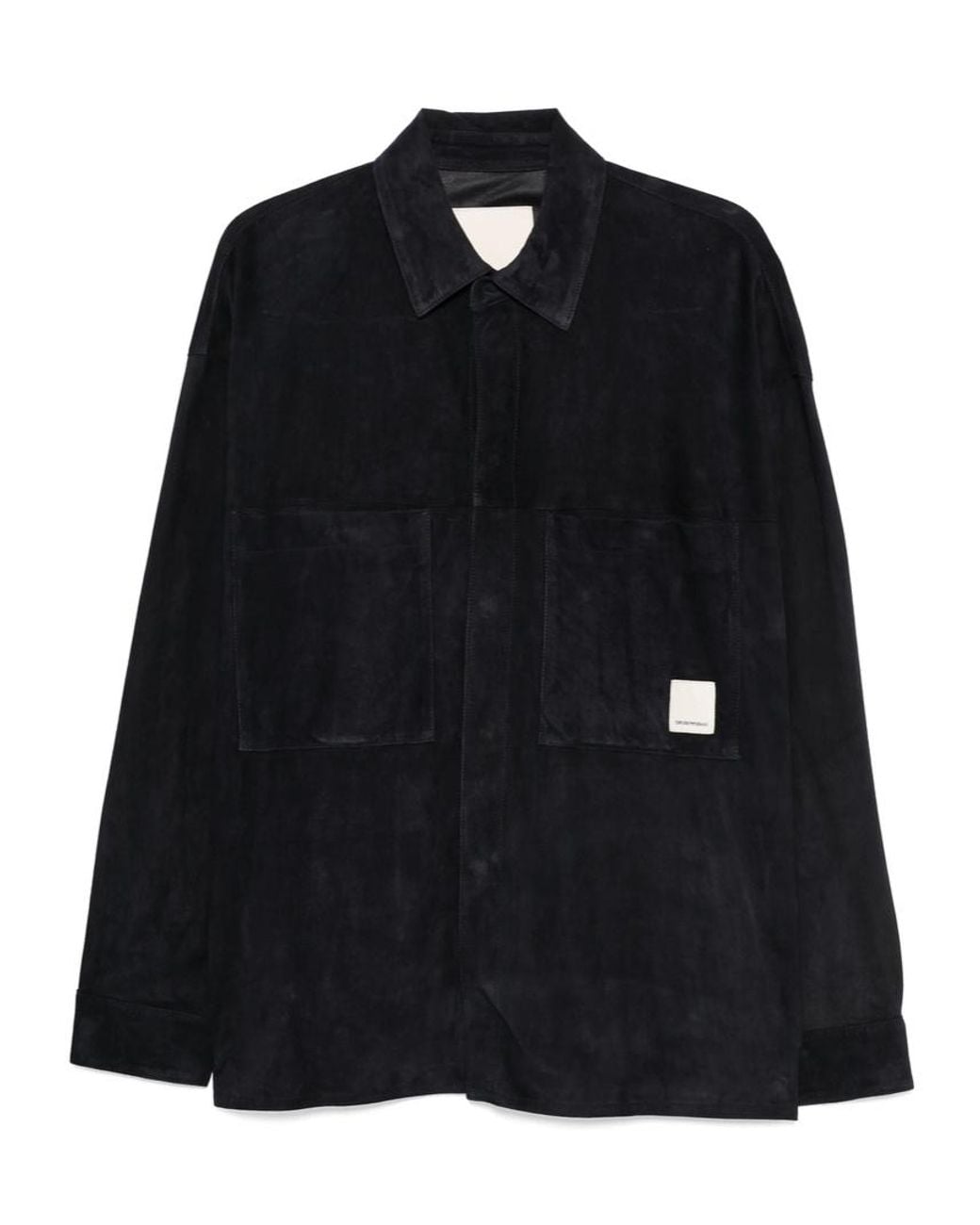 Emporio Armani Black Logo Patch Button-Up Shirt Jacket for men