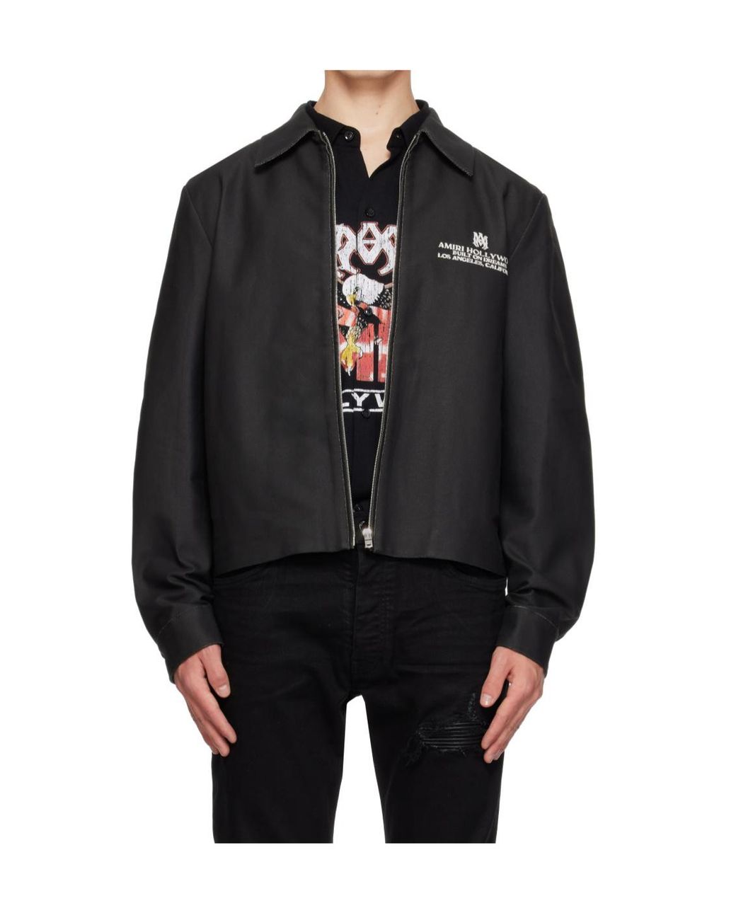 Amiri Black Logo Zip-Up Jacket for men