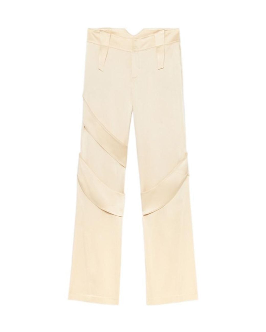 Blumarine Natural Mid-Waist Satin Cargo Trousers
