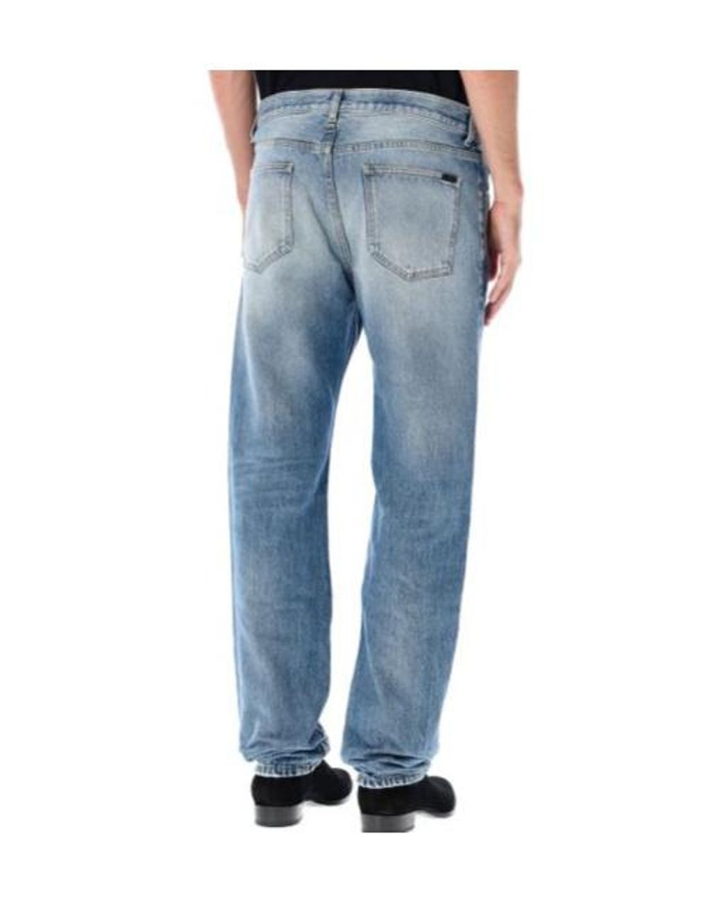 Saint Laurent Blue Button Detailed Straight Leg Jeans for men