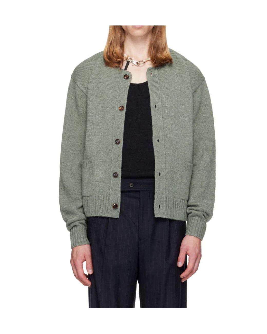 TONYWACK Gray Shetland Wool Raw Cardigan for men