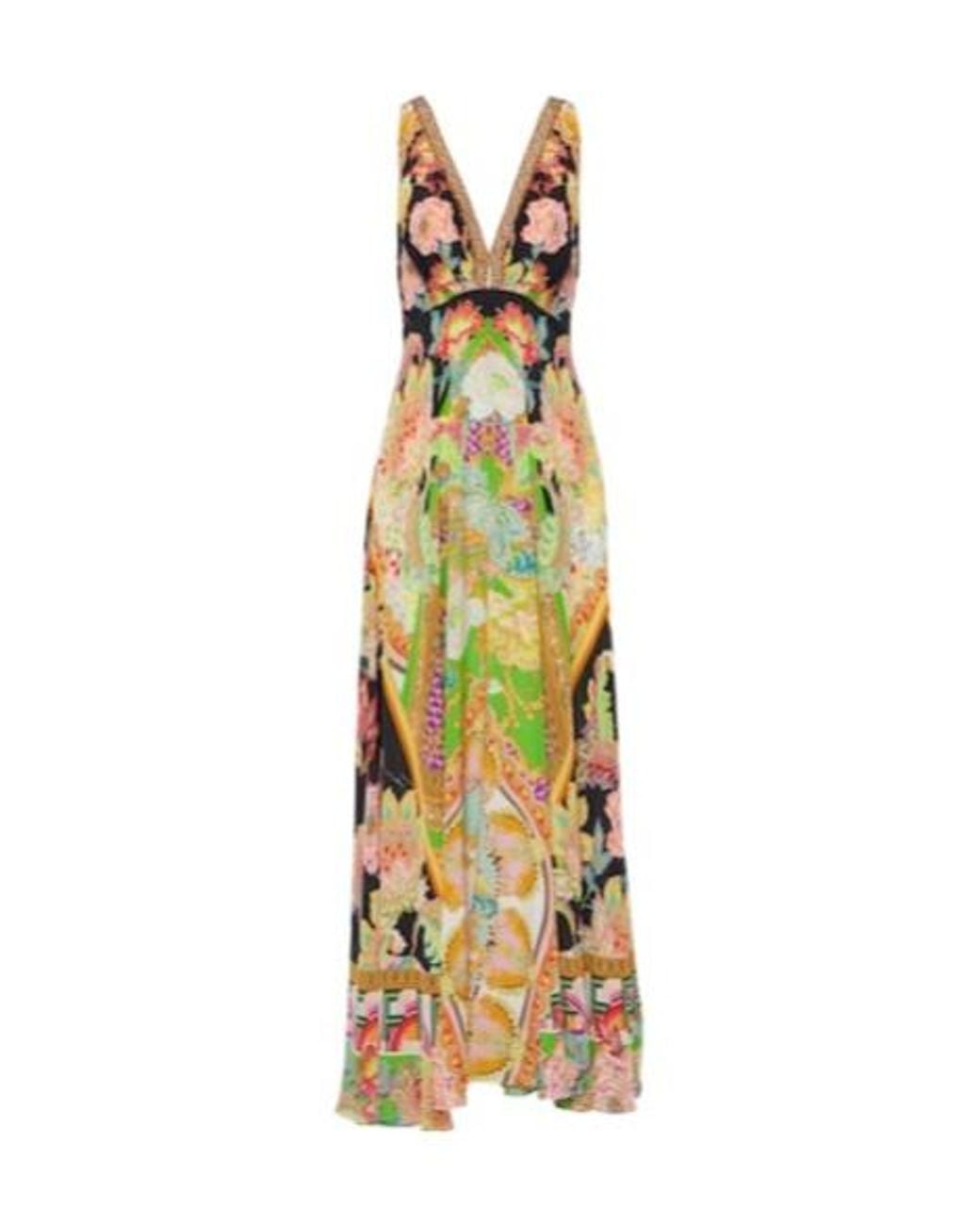 Camilla Metallic Printed Silk Maxi Dress