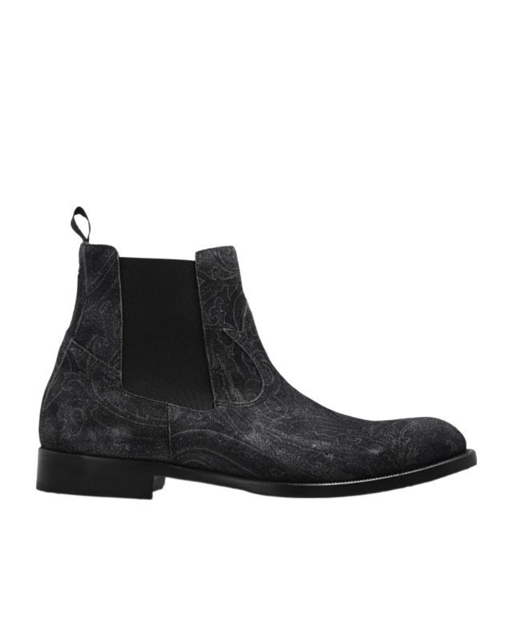 Etro Black Paisley Chelsea Boots for men