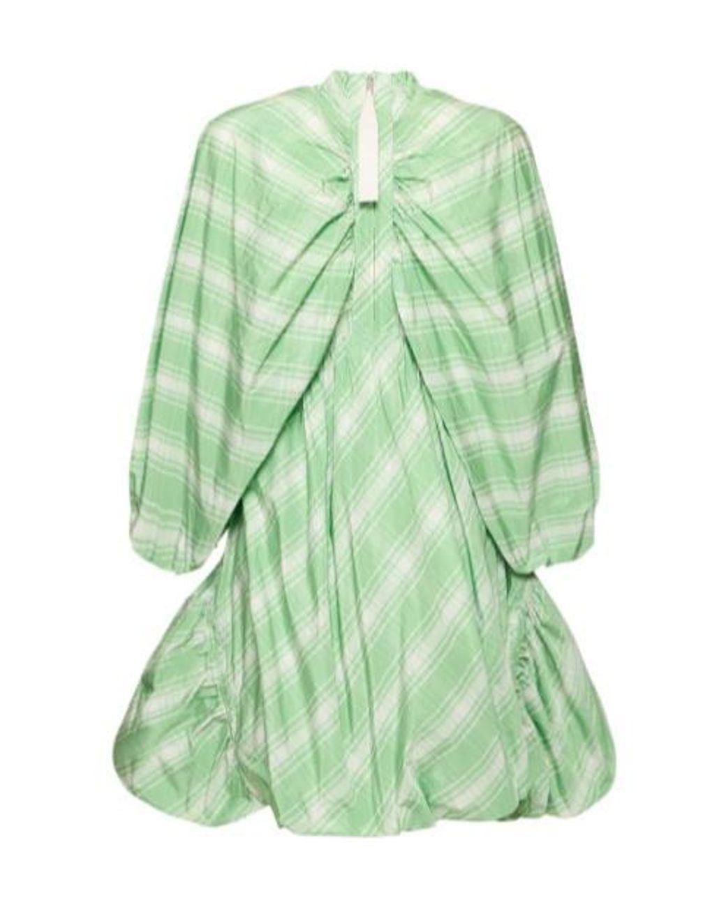 Jil Sander Green Plaid Long-Sleeved Dress