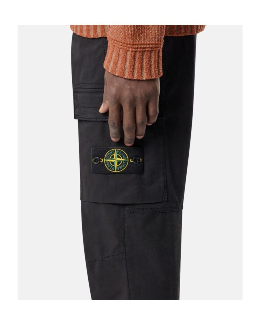 Stone Island Black Regular-Tapered-Fit Cargo Trousers With Drawstring Waistband for men