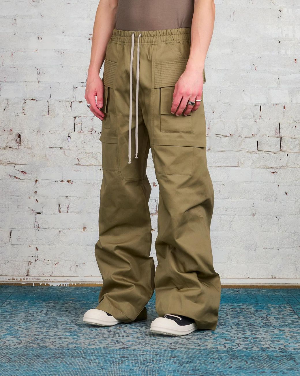 Rick Owens Green Multi-Pocket Casual Pants for men