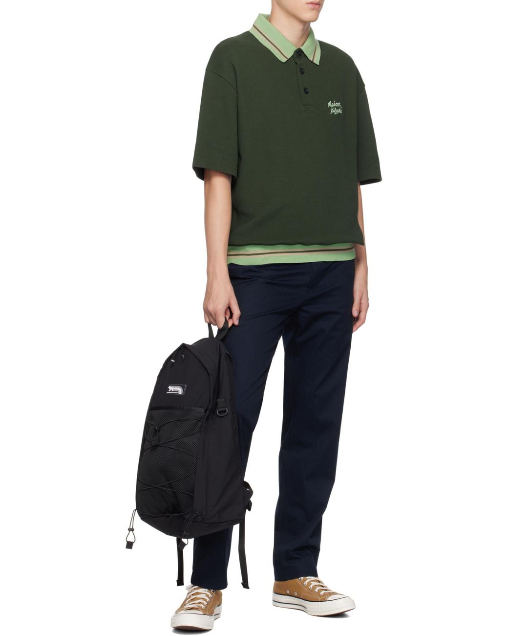 Maison Kitsuné Black Maison Kitsuné Flash Fox Patch Zipped Backpack for men
