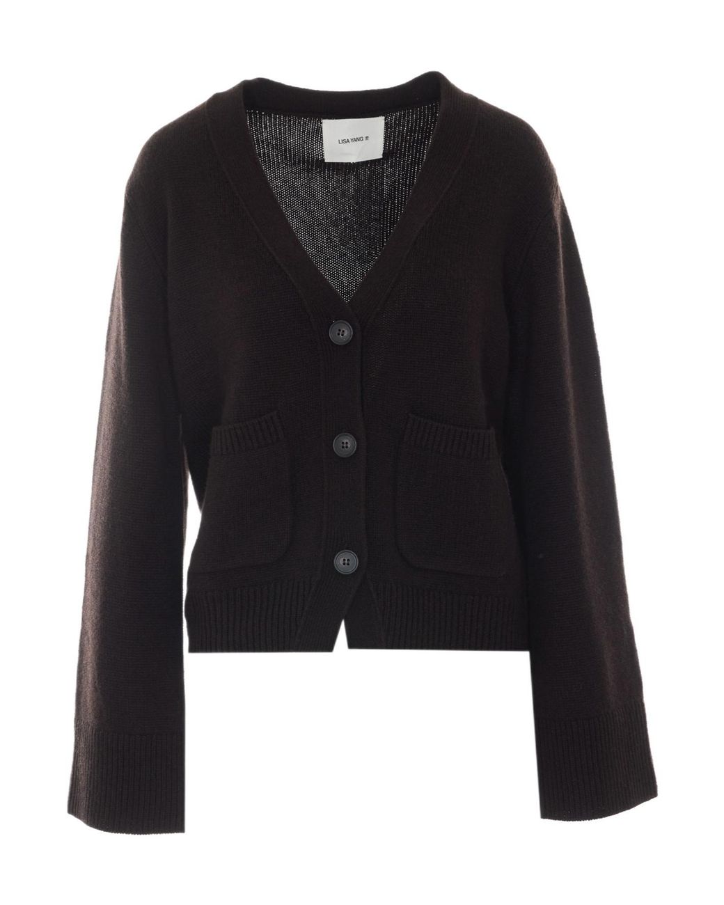 Lisa Yang Black Danni V-Neck Button-Up Cardigan