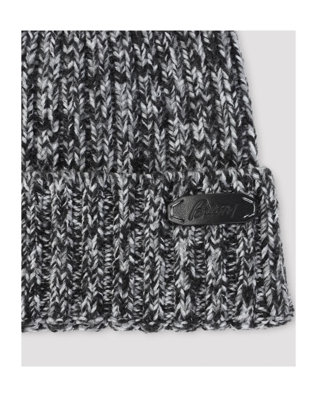 Brioni Gray Logo Patch Wool Knit Beanie for men