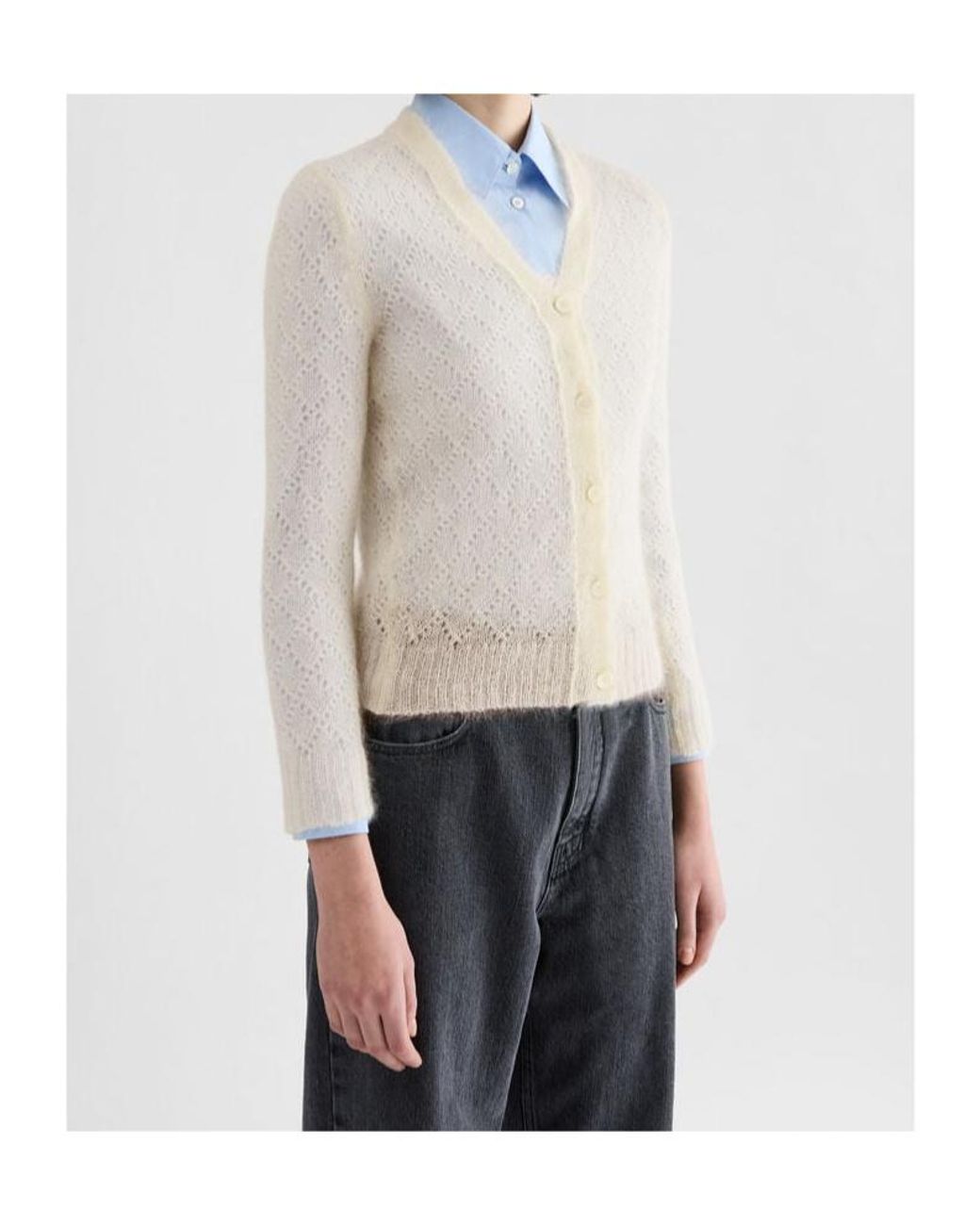 Jil Sander Natural Lace-Knit Mohair-Blend Cardigan