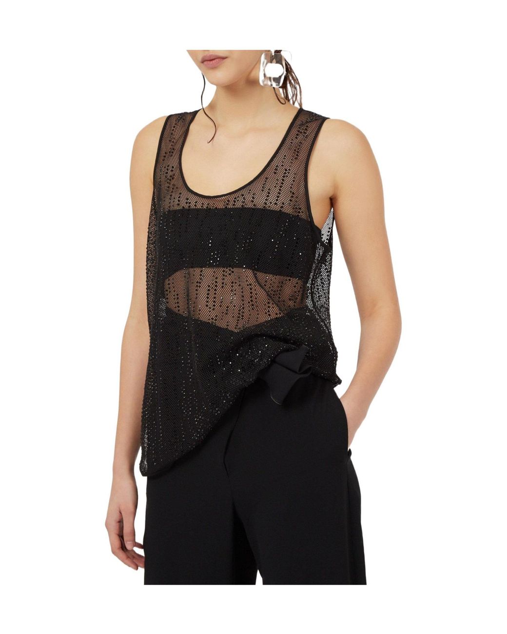 Emporio Armani Gray Mesh Sleeveless Top