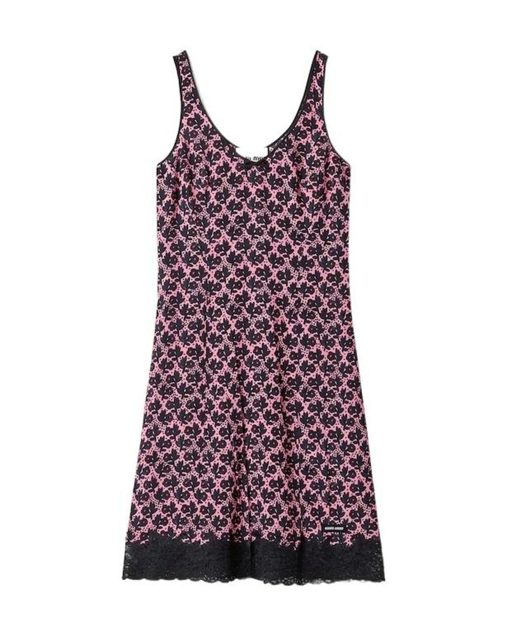 Miu Miu Purple Crêpe De Chine Mini-Dress
