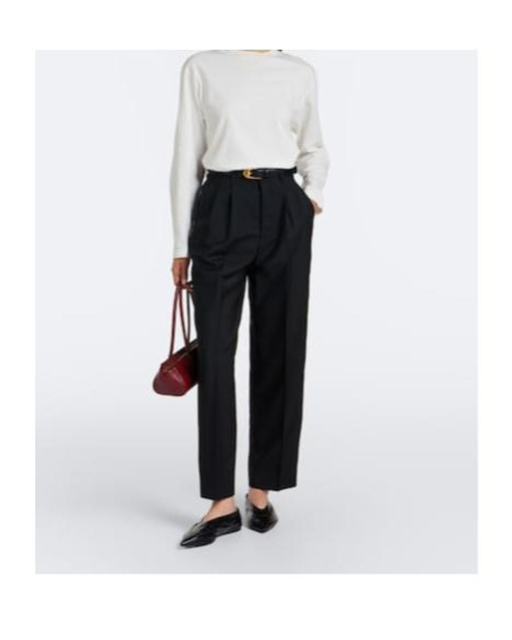 Jil Sander Black Pleated Wool And Mohair Straight Pants