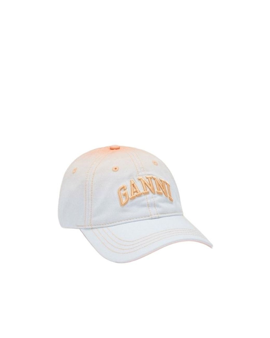 Ganni White Logo Embroidered Curved Peak Hat