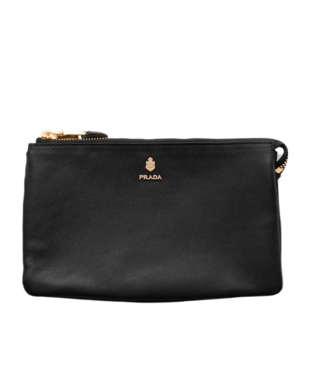 Prada Black Leather Zipper Pouch