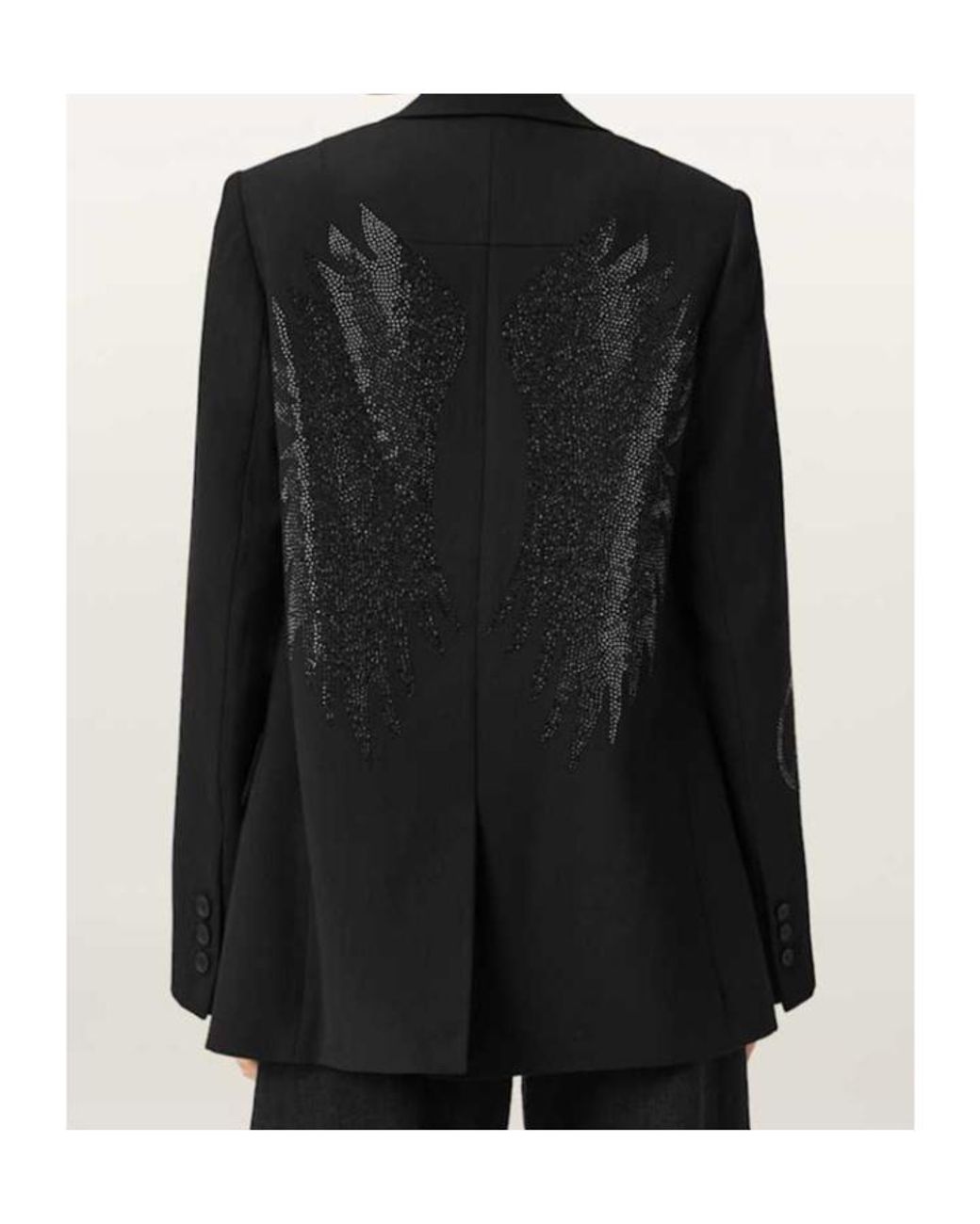 AllSaints Black Ottie Single Breasted Embellished Blazer