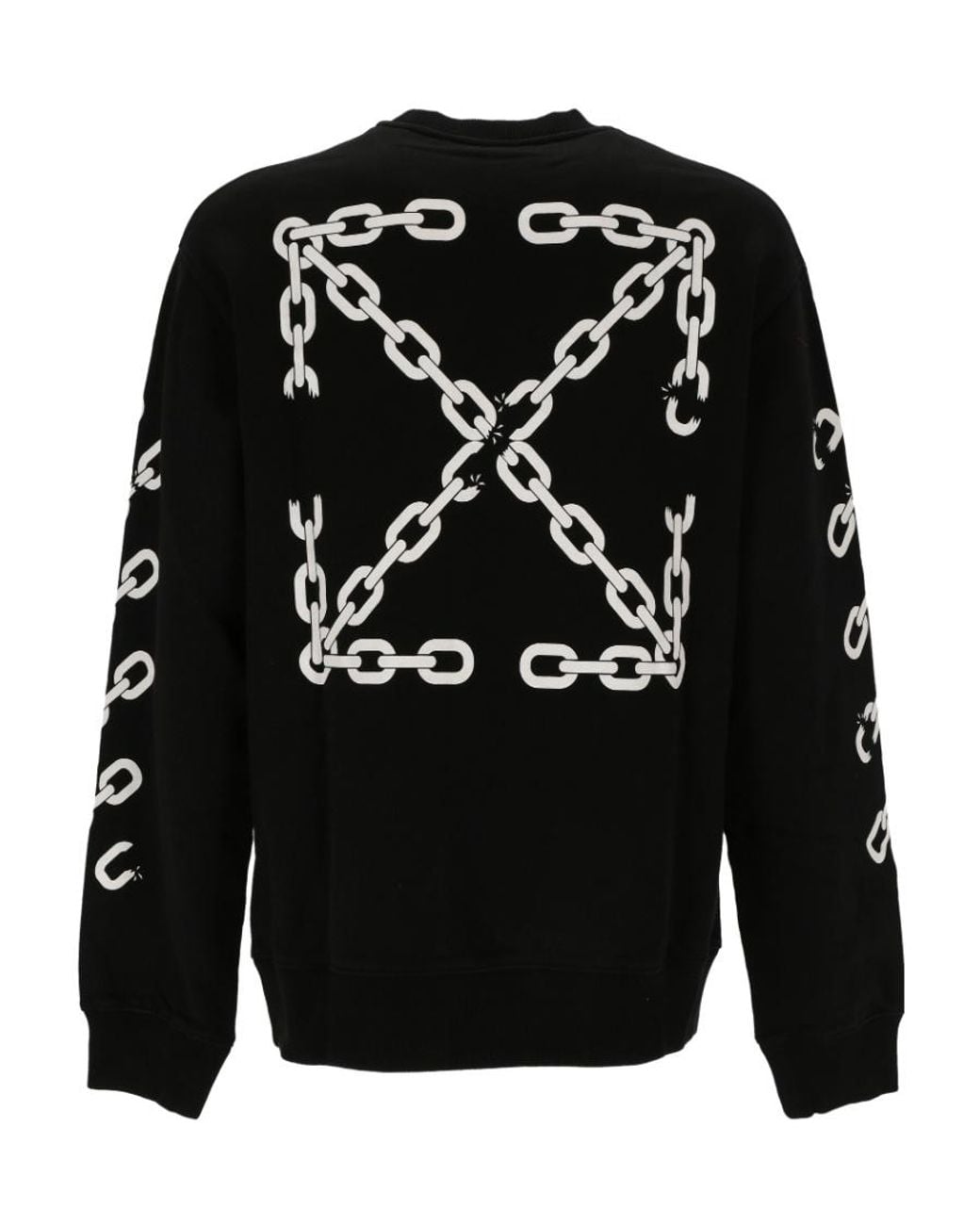 Off-White c/o Virgil Abloh Black Chain Arrow Logo Printed Crewneck Sweatshirt for men
