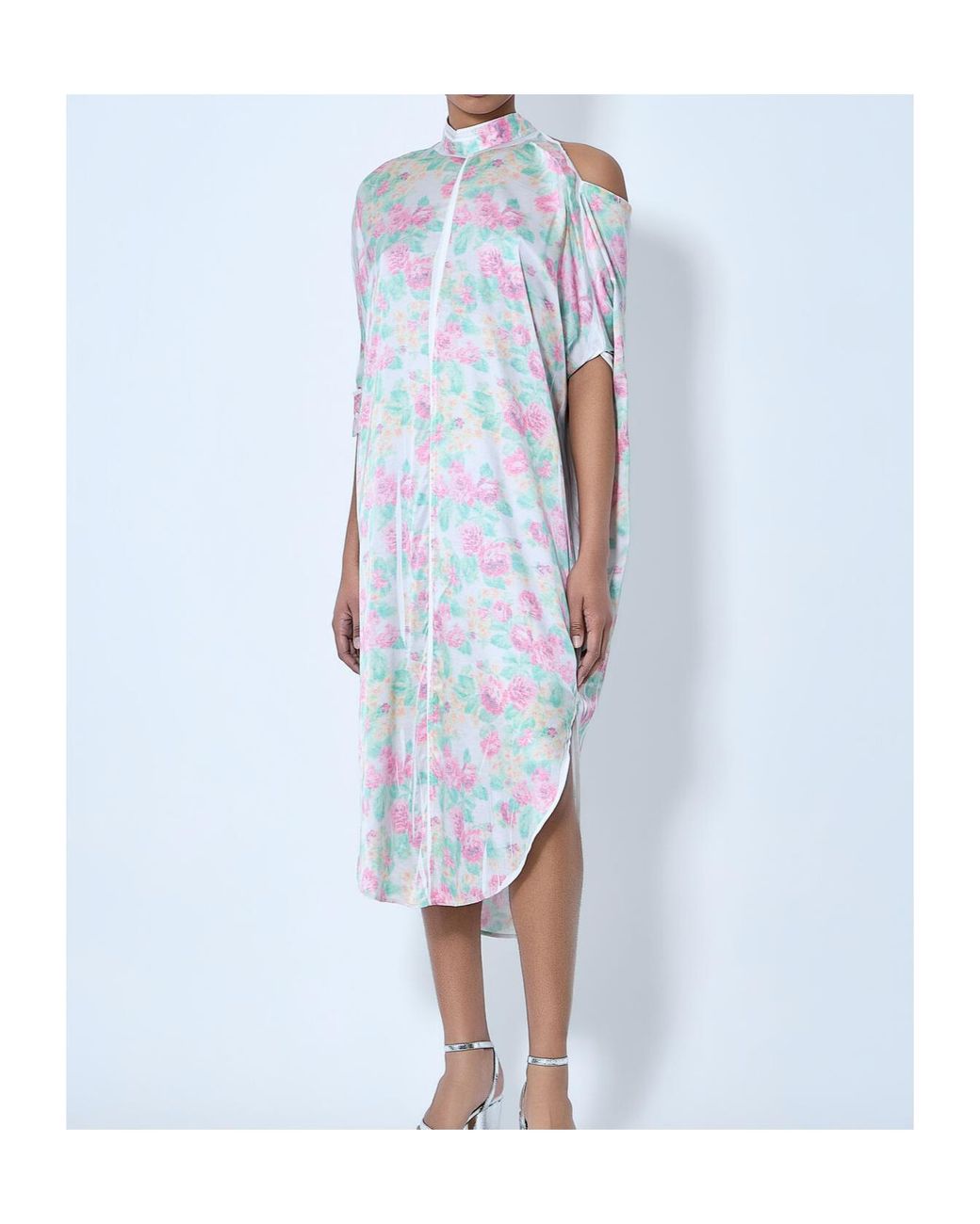 Acne Gray Floral Printed Shirt Dress
