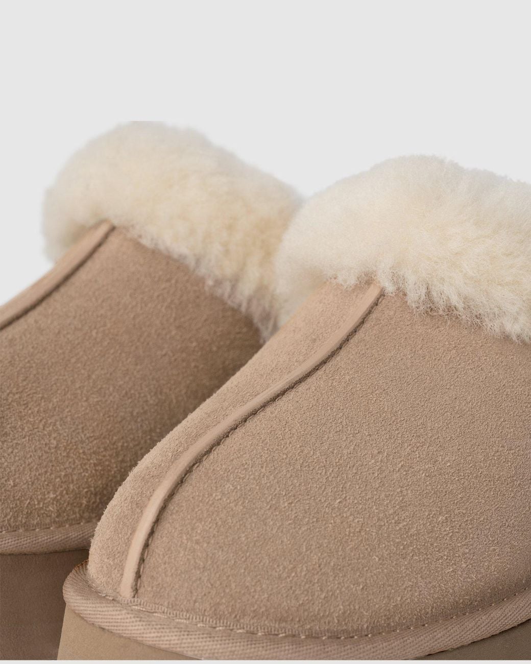 Ugg Brown Disquette Shearling Trim Flat Mules