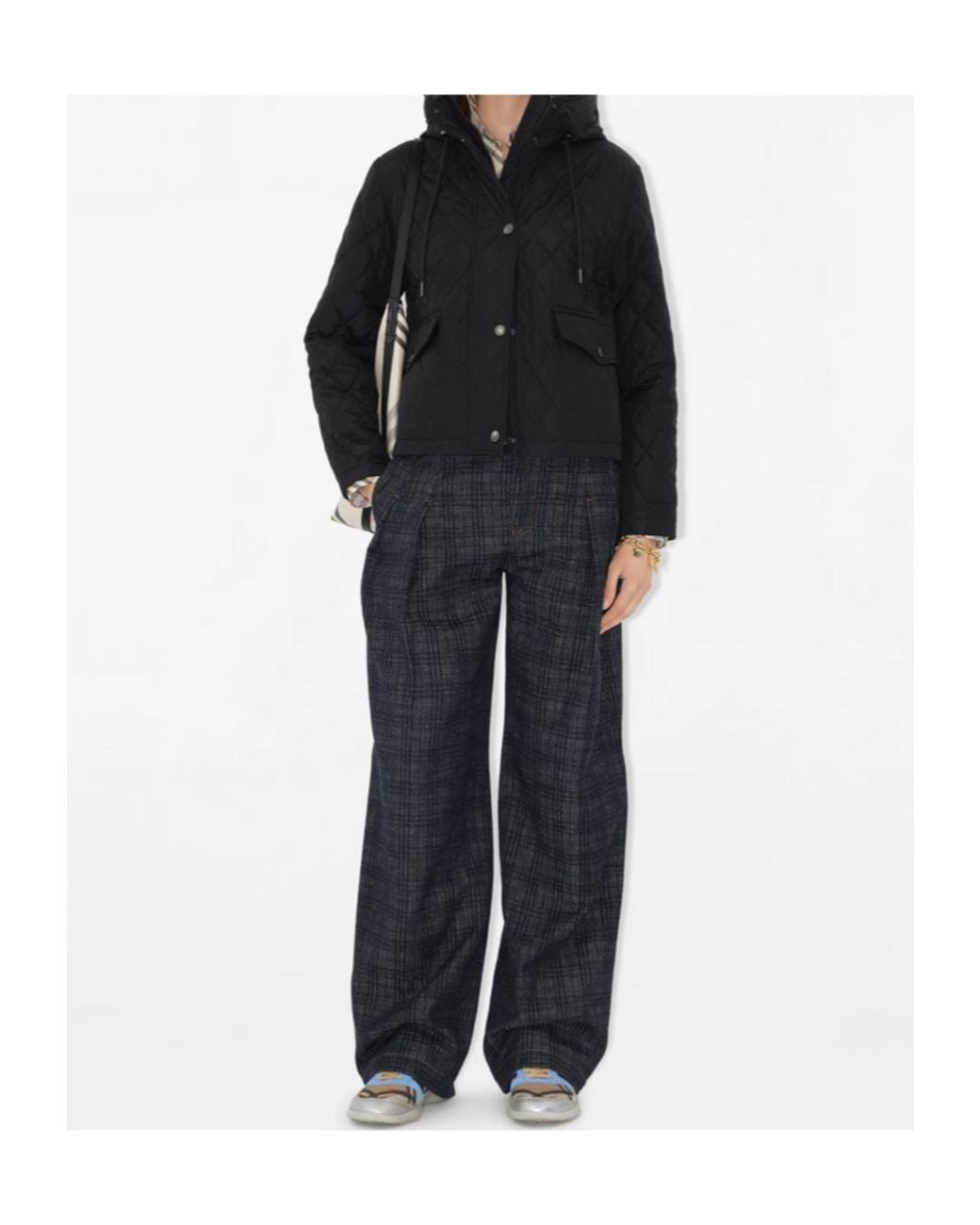 Burberry Black Quilted Hooded Straight Hem Jacket