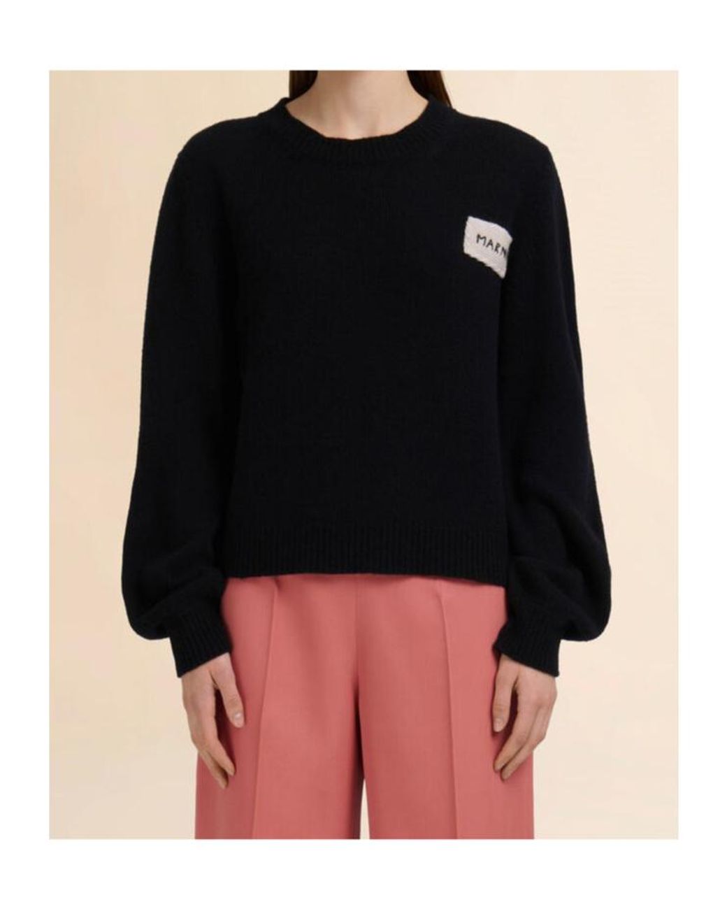 Marni Black Logo Patch Knit Sweater