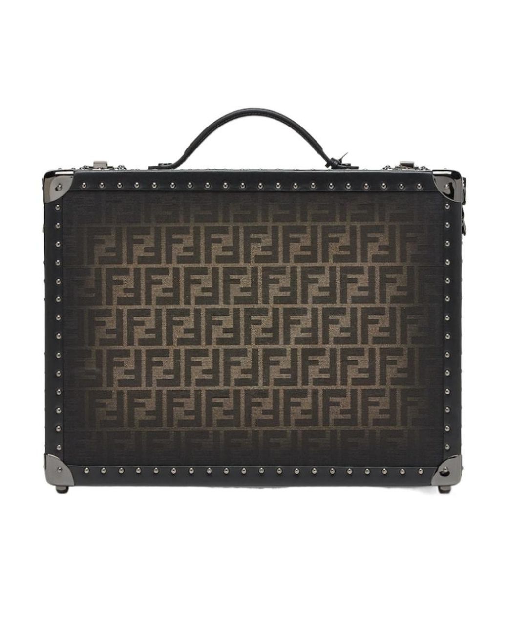 Fendi Black Ff Fabric Suitcase for men