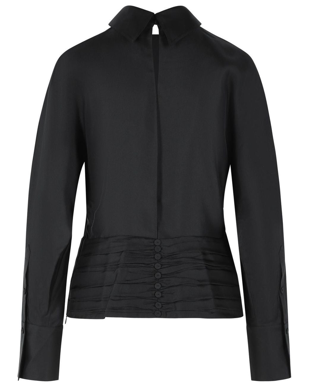 Rohe Black Mock-Neck Pleated Tuxedo Blouse