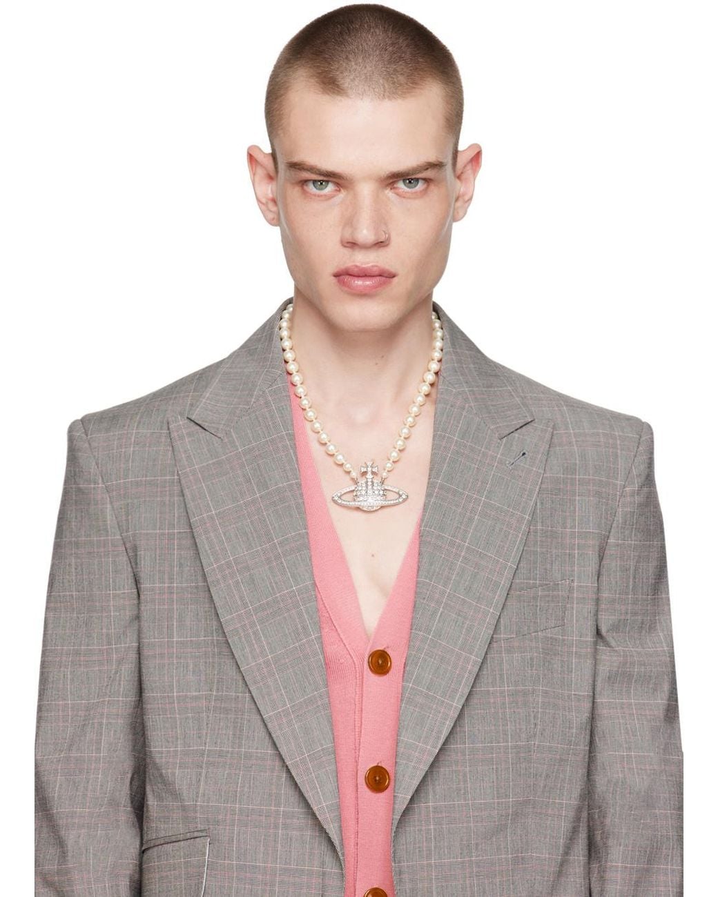 Vivienne Westwood White Logo Necklace for men