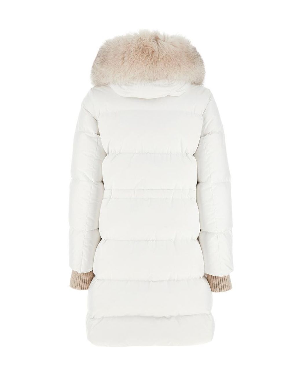 Moorer White Long-Sleeved Hooded Down Jacket
