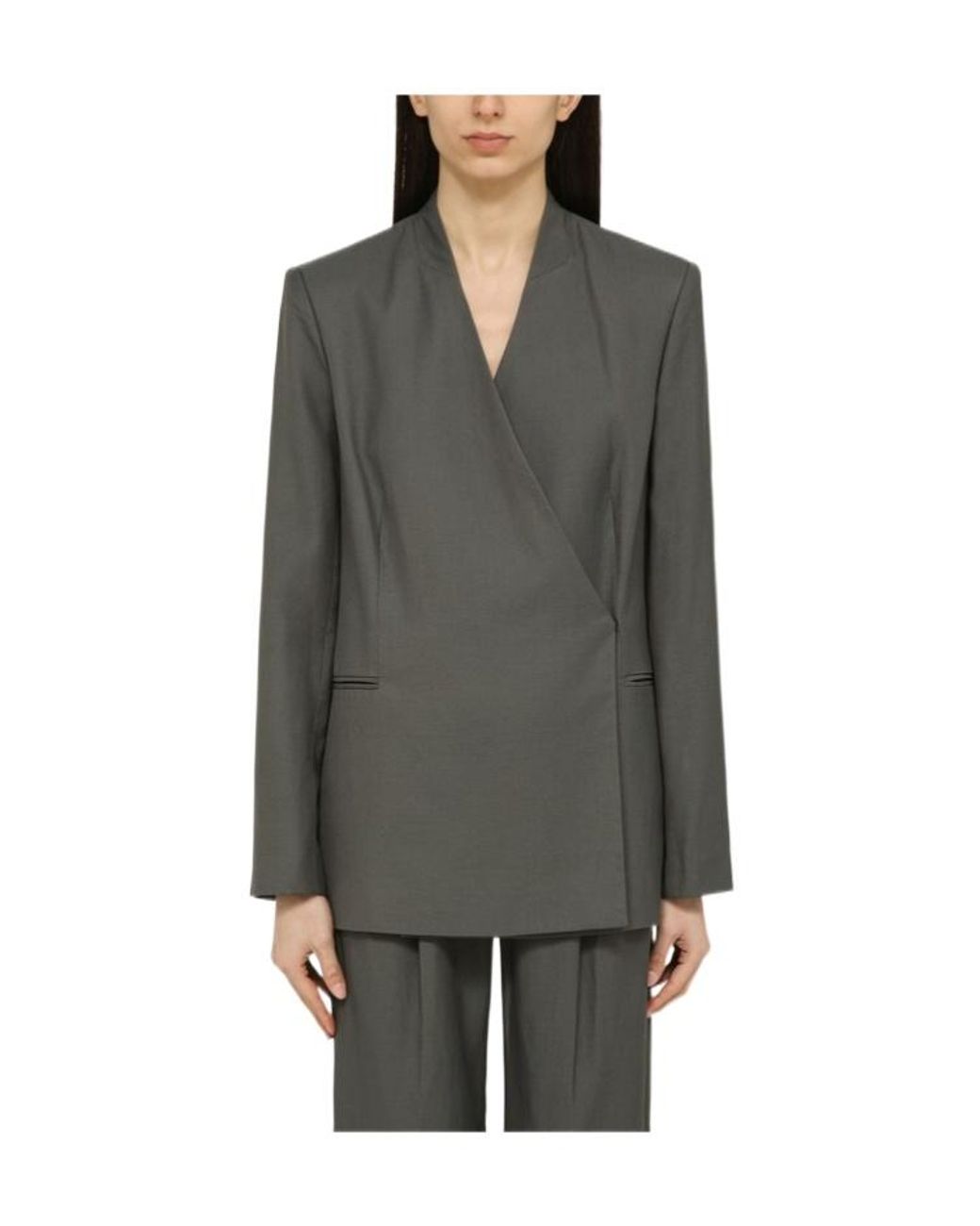 Loulou de Saison Gray Single-Breasted Blazer
